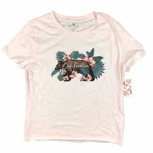 Stunner California Graphic Bear Shirt Cropped Raw Edge Cutoff Crew Pink Size L